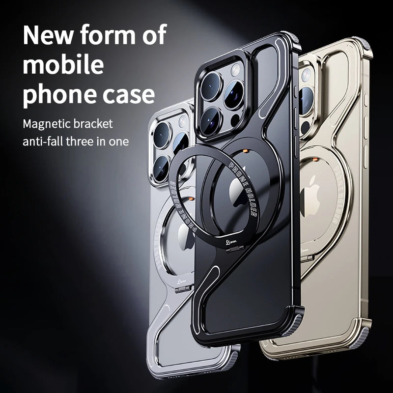 Z Shape Magnetic Metal Snap-on Phone Case For Iphone