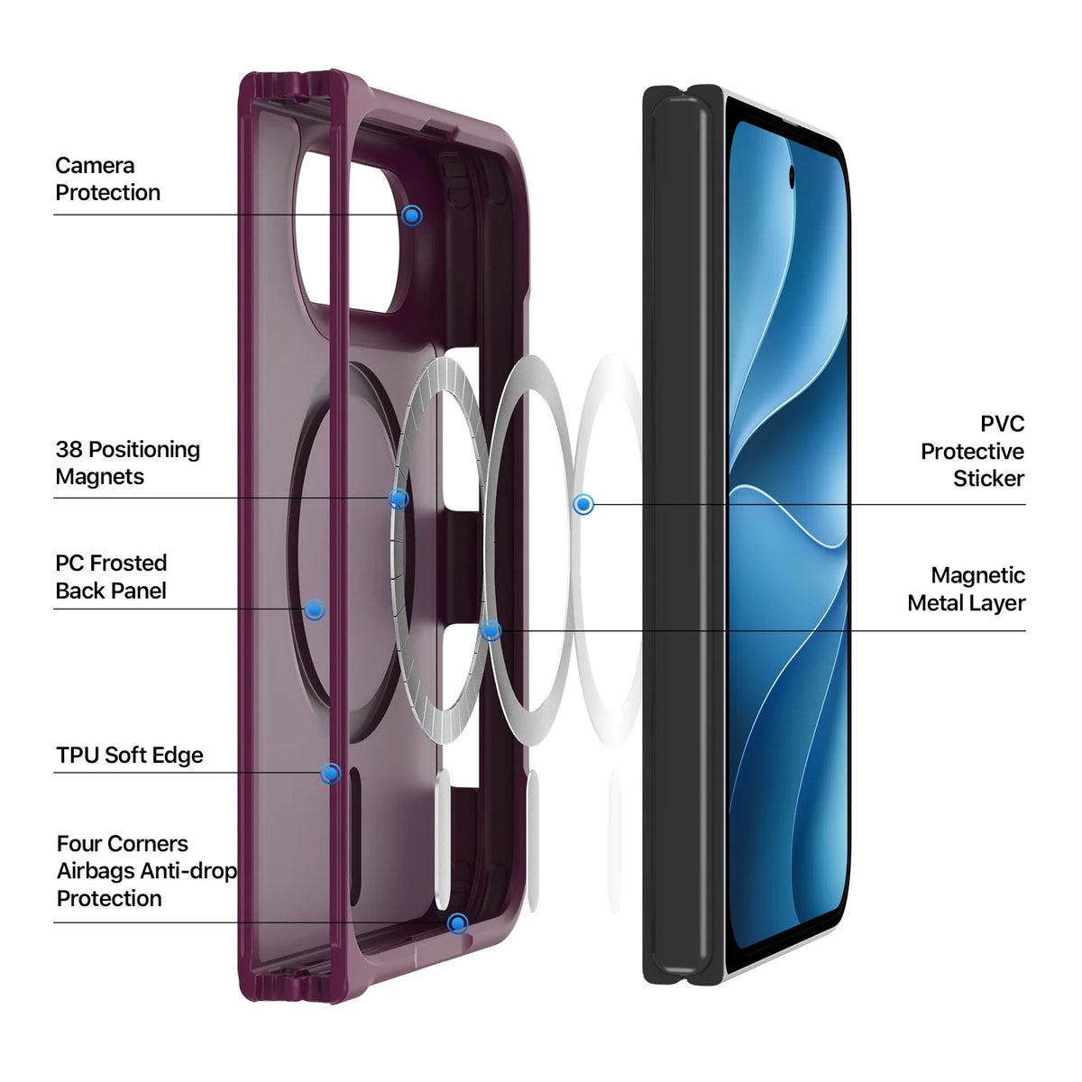 For iPhone 18 Matte Magnetic Case
