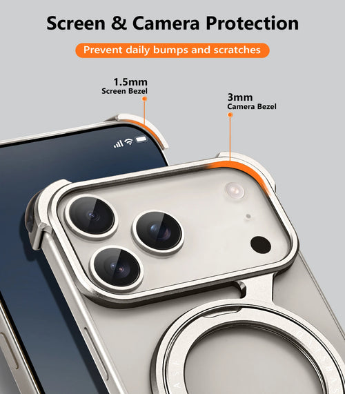 Aluminum Z Case  for Magsafe Wireless Charging With 360°Rotate Stand Metal Shockproof Phone Cover