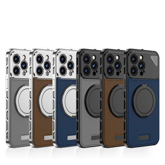 Magnetic Leather Metal Buckle Holder Phone Case