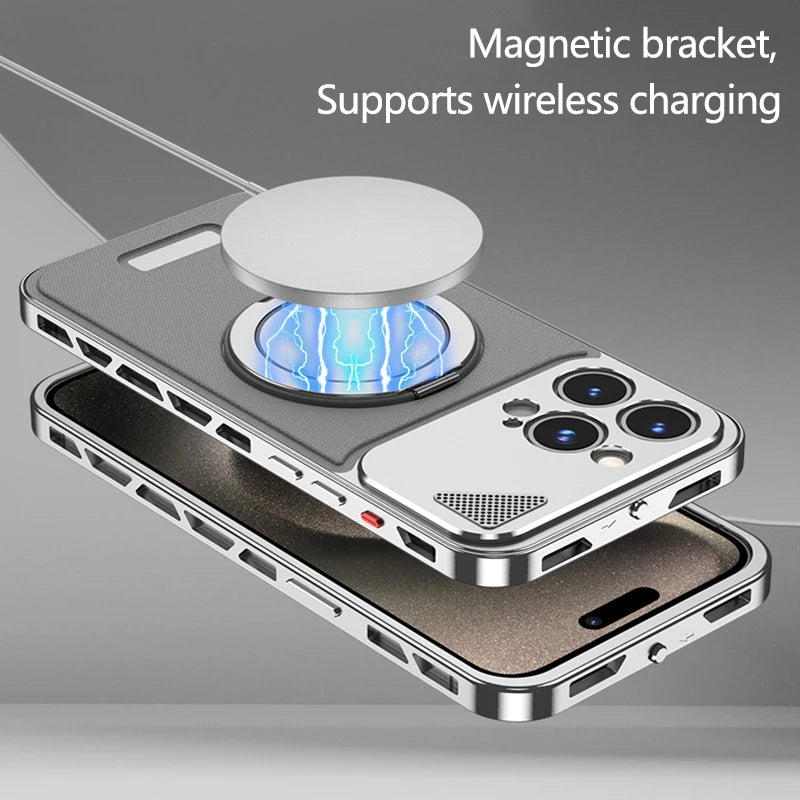 Magnetic Leather Metal Buckle Holder Phone Case