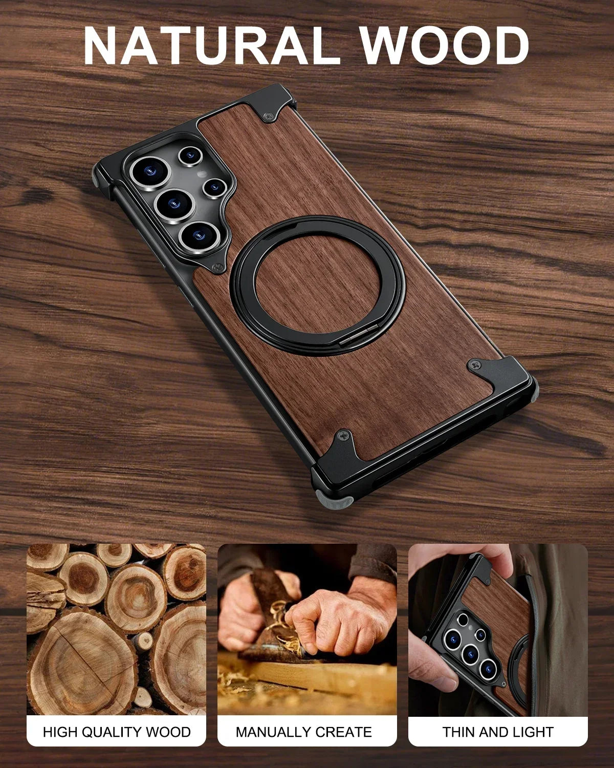 Oatsbasf Wood Magnetic  Case for Samsung Galaxy S24 Ultra