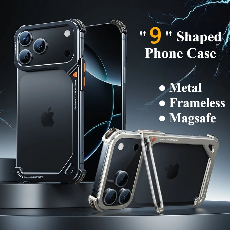 Oatsbasf Phone Case  with Stand Metal Frameless Magsafe