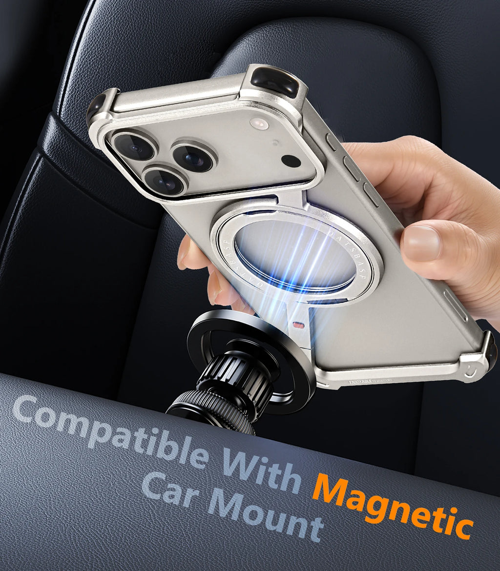 Aluminum Z Case  for Magsafe Wireless Charging With 360°Rotate Stand Metal Shockproof Phone Cover
