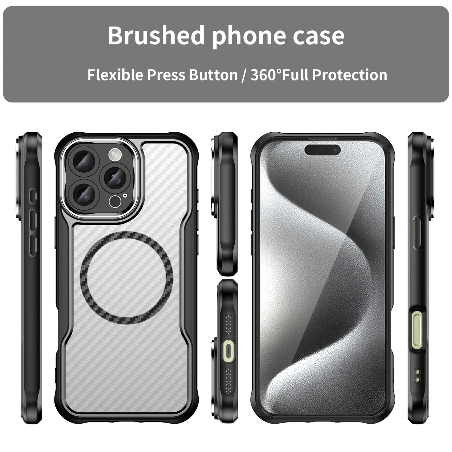 Brushed Carbon Fiber Lens Case for iPhone