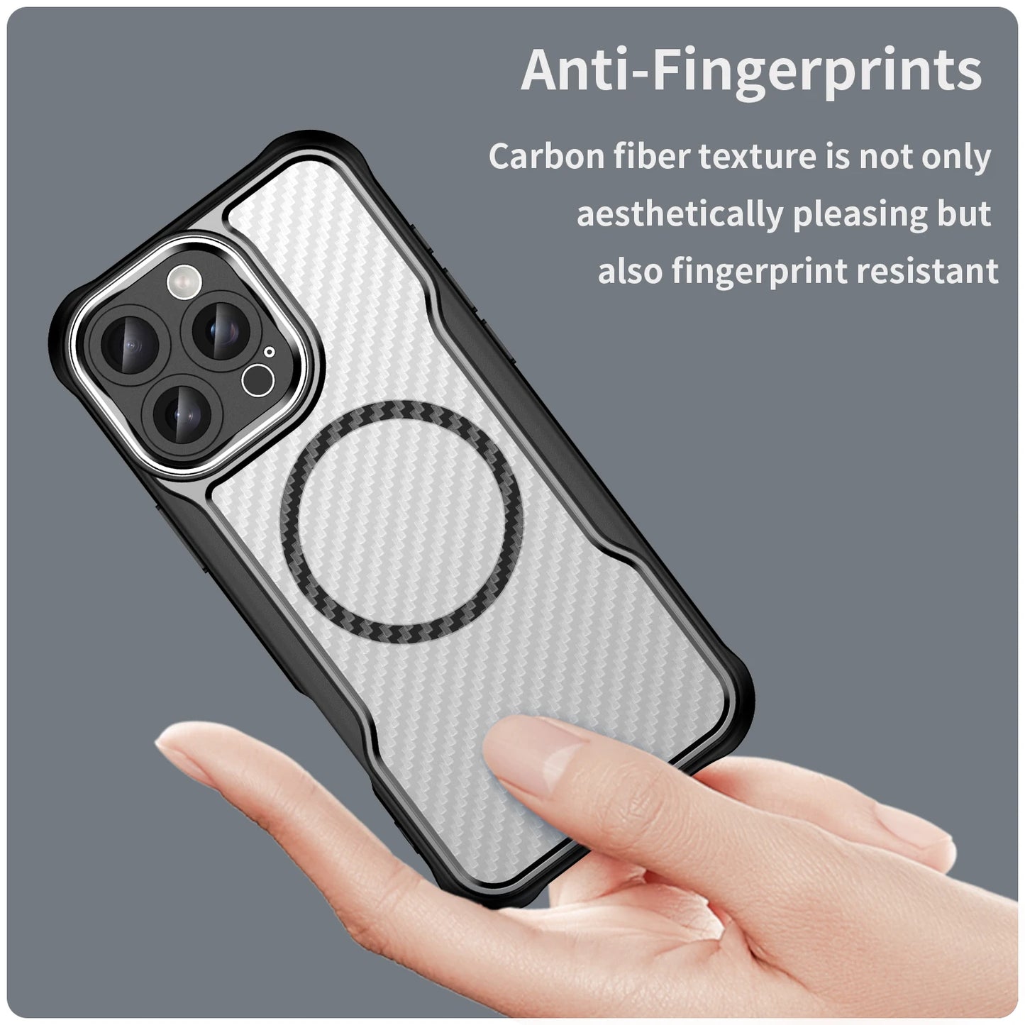 Brushed Carbon Fiber Lens Case for iPhone